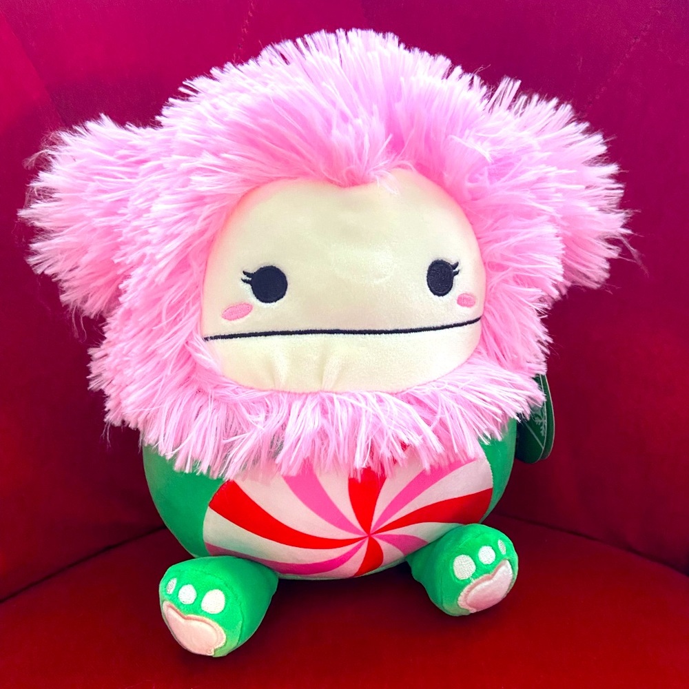 Christmas Squishmallow Astrud the Peppermint Bigfoot Yeti 8" Stuffed Plu…